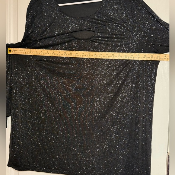 Cato Black Sparkle Keyhole Blouse - Picture 4 of 8
